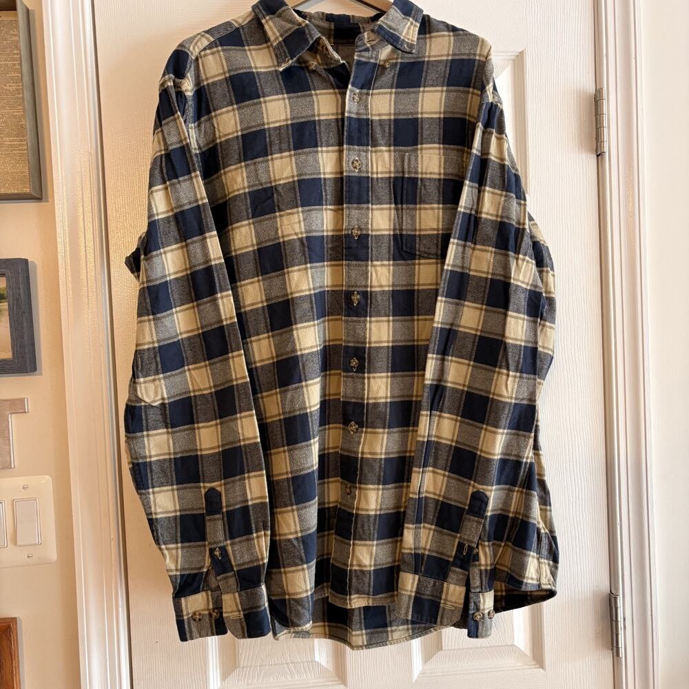 Eddie Bauer Tan Blue Flannel XL Tall